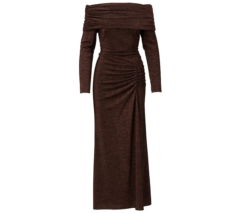 Adrianna Papell Women's Off-The-Shoulder Long Sleeve Maxi Dress