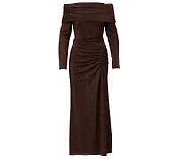 Adrianna Papell Women's Off-The-Shoulder Long Sleeve Maxi Dress