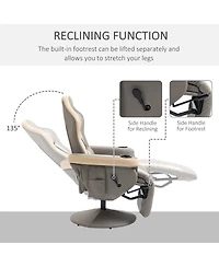 Homcom Manual Recliner Armchair Pu Lounge Chair w/ Footrest & 135° Reclining