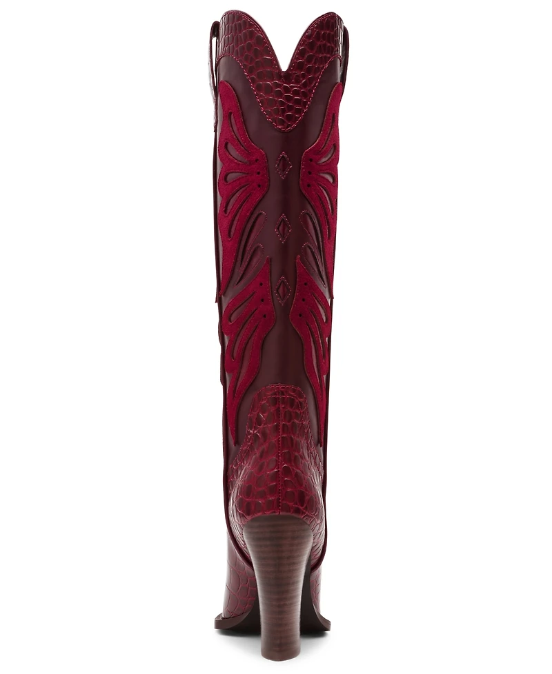 Steve Madden Women's Kaz Knee-High High-Heel Western Cowboy Boots