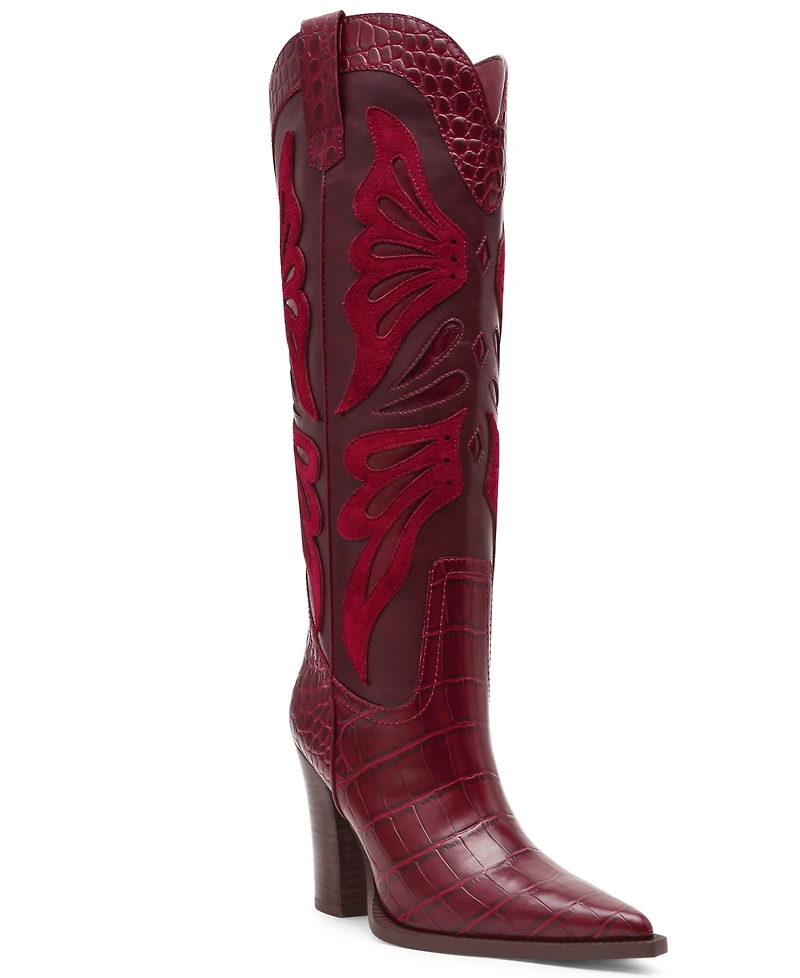 Steve Madden Women's Kaz Knee-High High-Heel Western Cowboy Boots