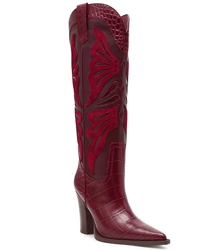 Steve Madden Women's Kaz Knee-High High-Heel Western Cowboy Boots