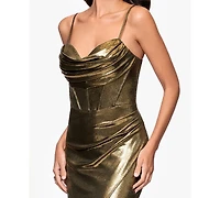 Betsy & Adam Petite Sleeveless Spaghetti Strap Long Dress