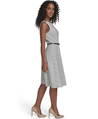 Tommy Hilfiger Women's Sleeveless Pick Stitch Knit Belted Midi Dress