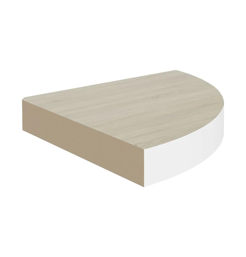 vidaXL Wall Corner Shelves 4 pcs Oak and White 13.7"x13.7"x1.4" Mdf
