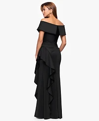 Xscape Women's Sweetheart Neck Side Ruffle Off-The-Shoulder Long Dress