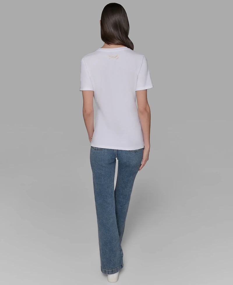 Karl Lagerfeld Paris Women's Floral Short-Sleeve T-Shirt