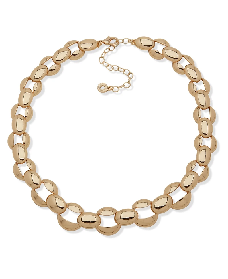 Anne Klein Gold-Tone Puff Dome Link Collar Necklace
