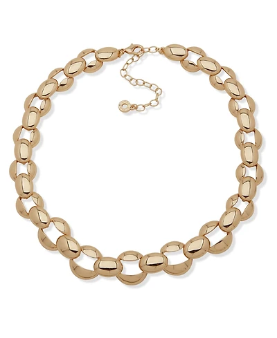 Anne Klein Gold-Tone Puff Dome Link Collar Necklace