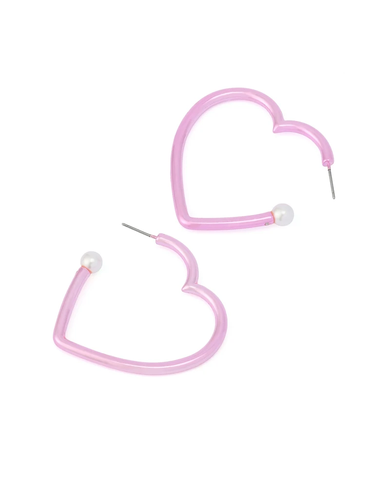 Betsey Johnson Faux Stone Love Spell Heart Hoop Earrings