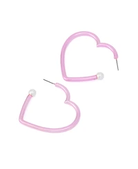 Betsey Johnson Faux Stone Love Spell Heart Hoop Earrings