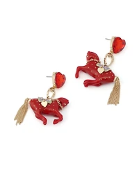 Betsey Johnson Faux Stone Horse Drop Earrings