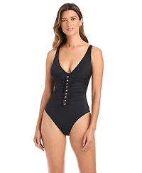 Bleu by Rod Beattie Women's Button Detail Swimsuit