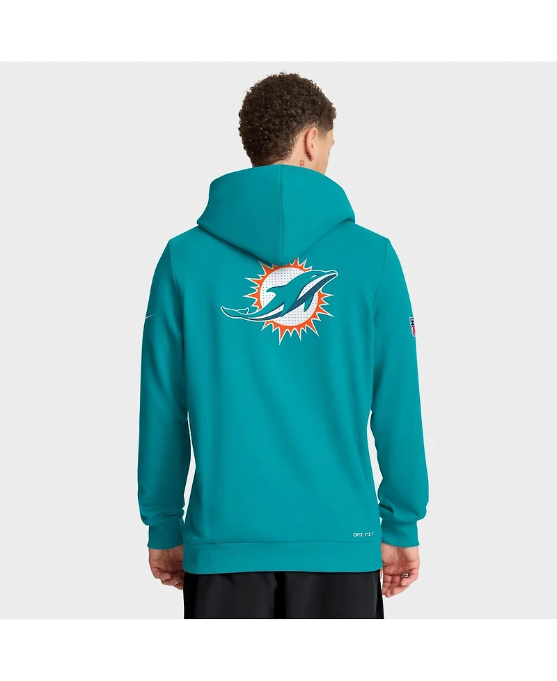 Nike Men's Aqua Miami Dolphins Sideline Standard Issue Utility Player Dri-fit Full-Zip Hoodie