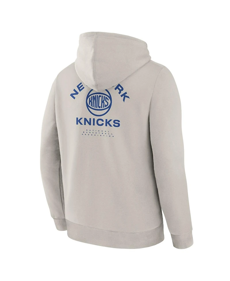 Fanatics Men's Cream New York Knicks Crossover Collection Blocked Shot Premium Pullover Hoodie