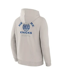 Fanatics Men's Cream New York Knicks Crossover Collection Blocked Shot Premium Pullover Hoodie