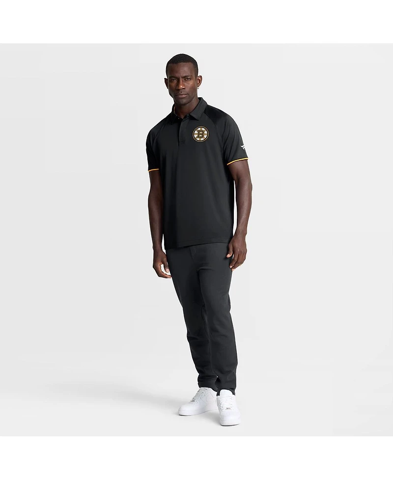 Fanatics Men's Black Boston Bruins Authentic Pro Rink Raglan Polo Shirt