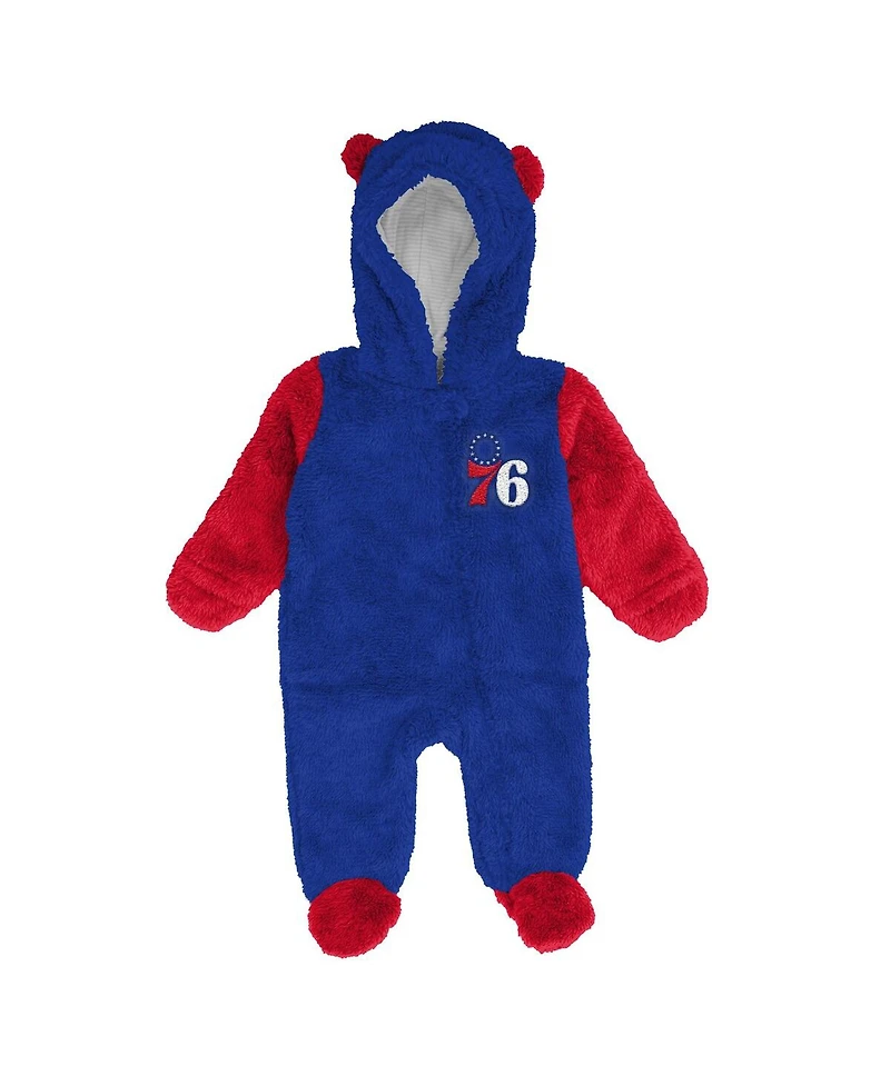 Outerstuff Baby Boys and Girls Royal Philadelphia 76ers Stay Napping Fleece Bunting Full-Zip Hooded Sleeper