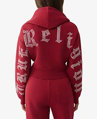 True Religion Women's Crystal Cropped Zip Hoodie