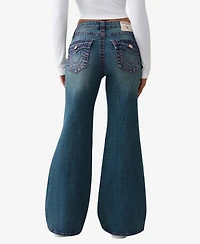 True Religion Women's Katrina High Rise Big T Flare Flap Jeans