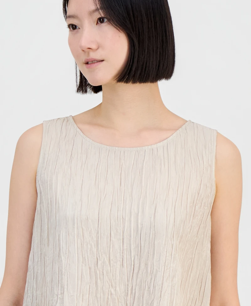 Eileen Fish Women's Silk Textured Ballet-Neck Sleeveless Top