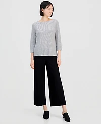 Eileen Fisher Women's Linen Textured Stripe Boat-Neck Top