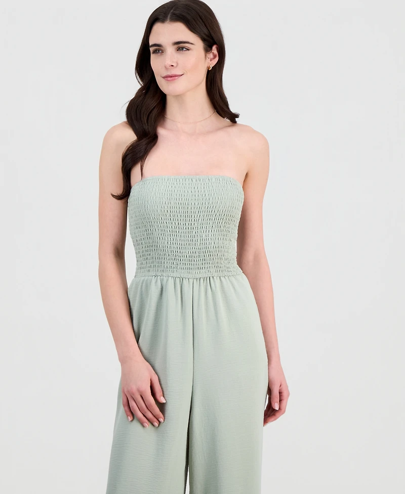 Sincerely Jules Juniors' Smocked Strapless Jumpsuit