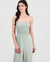 Sincerely Jules Juniors' Smocked Strapless Jumpsuit