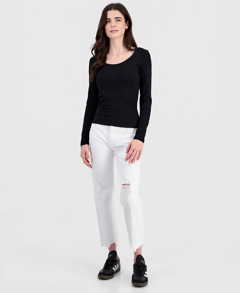 Hippie Rose Juniors' Jersey Knit Long-Sleeve Top