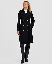 Michael Kors Petite Double-Breasted Belted Crepe Trench Coat