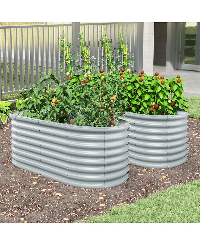 Sugift 5 x 3 x 2 Ft Metal Oval Raised Garden Bed with Open Bottom Design