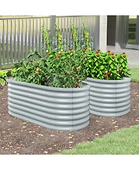 Sugift 5 x 3 x 2 Ft Metal Oval Raised Garden Bed with Open Bottom Design