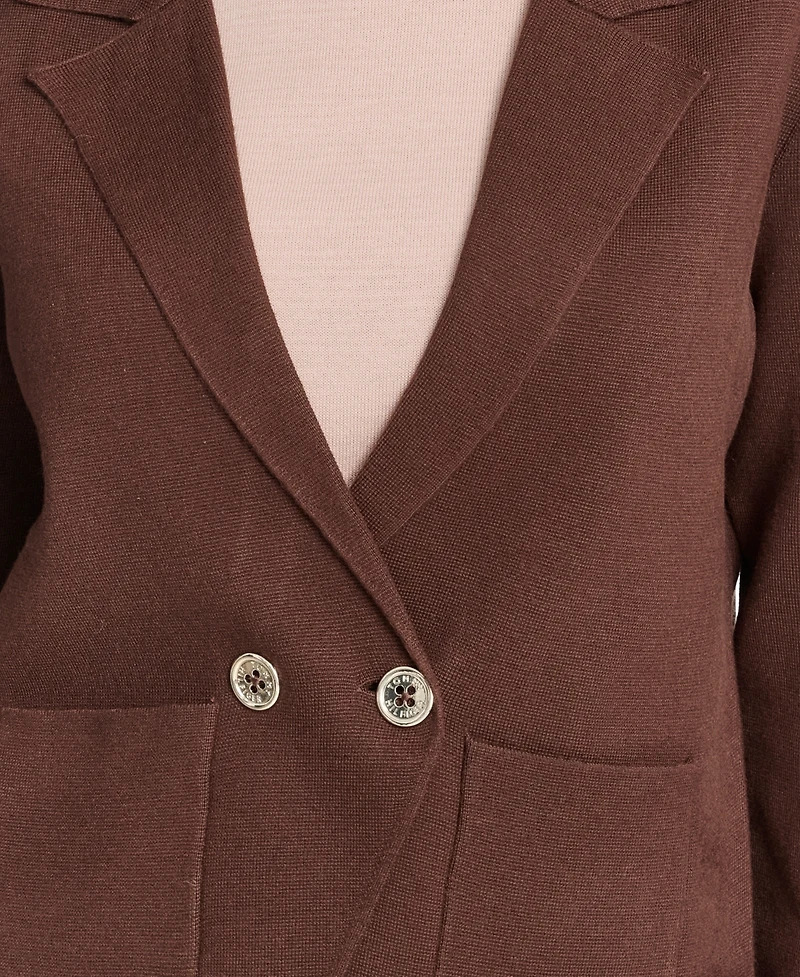 Tommy Hilfiger Women's Double Breasted Peak Lapel Sweater Jacket