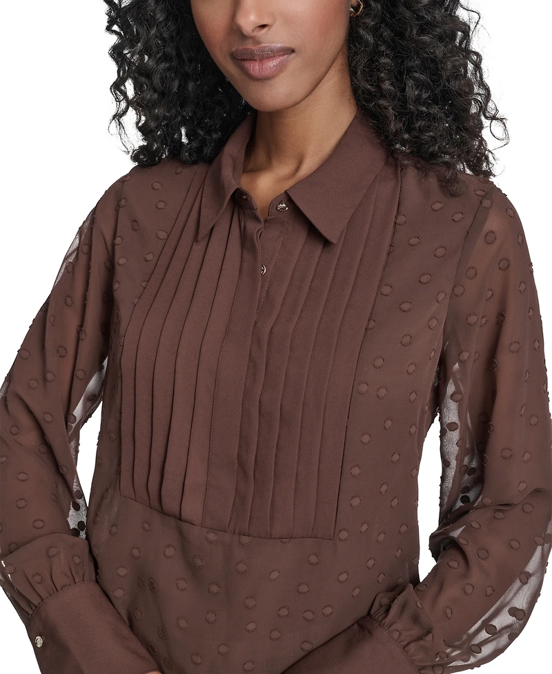 Tommy Hilfiger Women's Clip Dot Pleated Bib Top