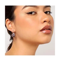 Sohi Stone Flower Hoop Earrings