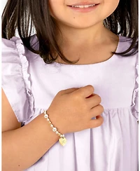 Tiny Blessings Children's 14k gold Dainty Pearls & Engraved Initial Girls' 5.25" Bracelet