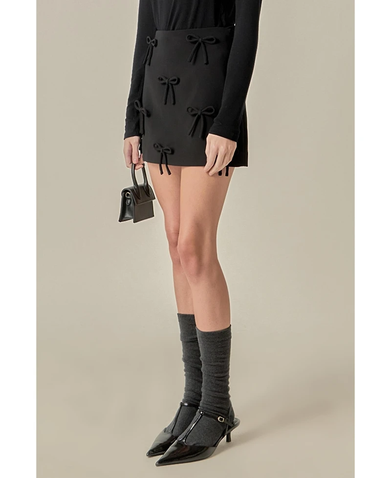 English Factory Women's Bow Detailed Mini Skirt