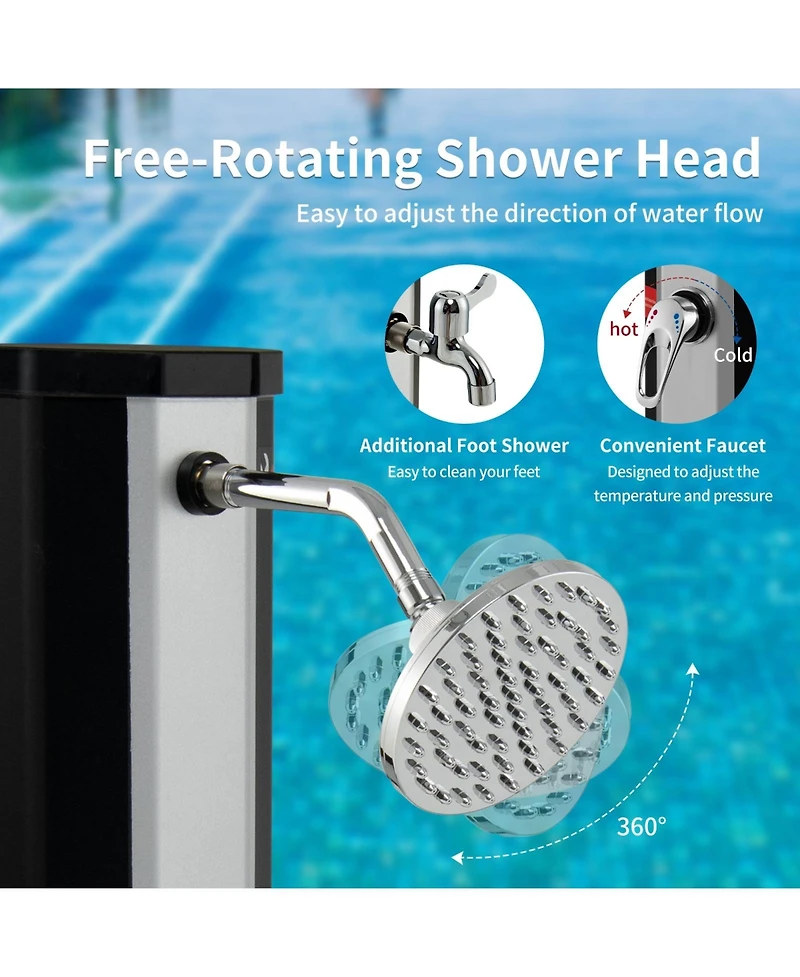 Sugift 7.2 Feet 9.3 Gallon Solar Heated Shower with Adjustable Head and Foot Tap