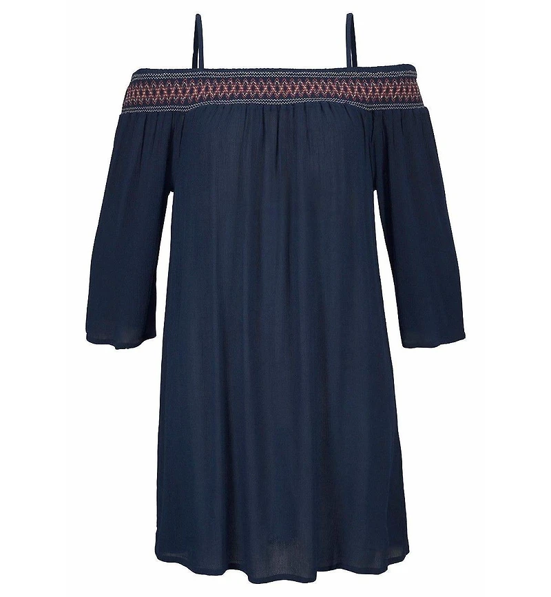 Lascana Women's Embroidered Cold Shoulder Dress