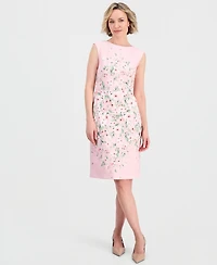 Kasper Women's Placed-Floral Sleeveless Sheath Dress