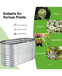 Sugift 5 x 3 x 2 Feet Metal Oval Raised Garden Bed with Open Bottom Design