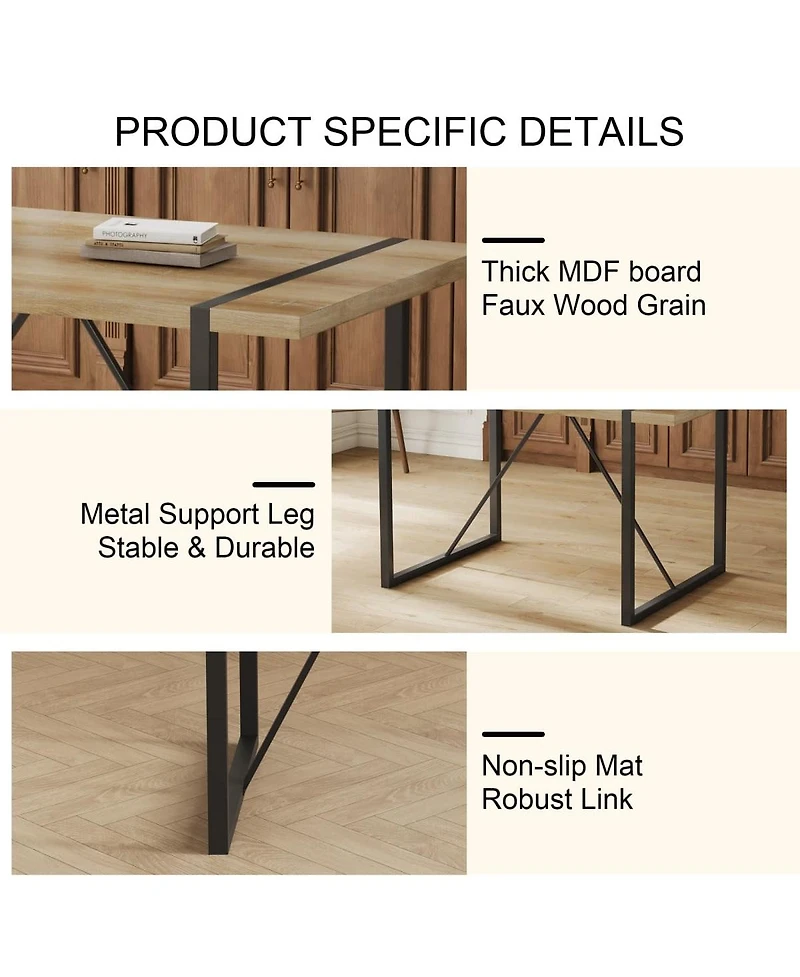 Maison Boucle 5-Piece Dining Set with Upholstered Chairs and Rectangular Wood Grain Mdf Table,Metal Frame for Small Dining Room