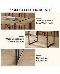 Maison Boucle 5-Piece Dining Set with Upholstered Chairs and Rectangular Wood Grain Mdf Table,Metal Frame for Small Dining Room