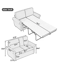 Boyel Living 57.9" Orisfur Pull Out Sofa Bed Loveseat Sleeper with Twin Memory Mattress Two Usb Ports for Room Spaces