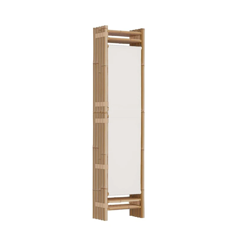 vidaXL Folding 5-Panel Room Divider 78.7" Bamboo and Canvas
