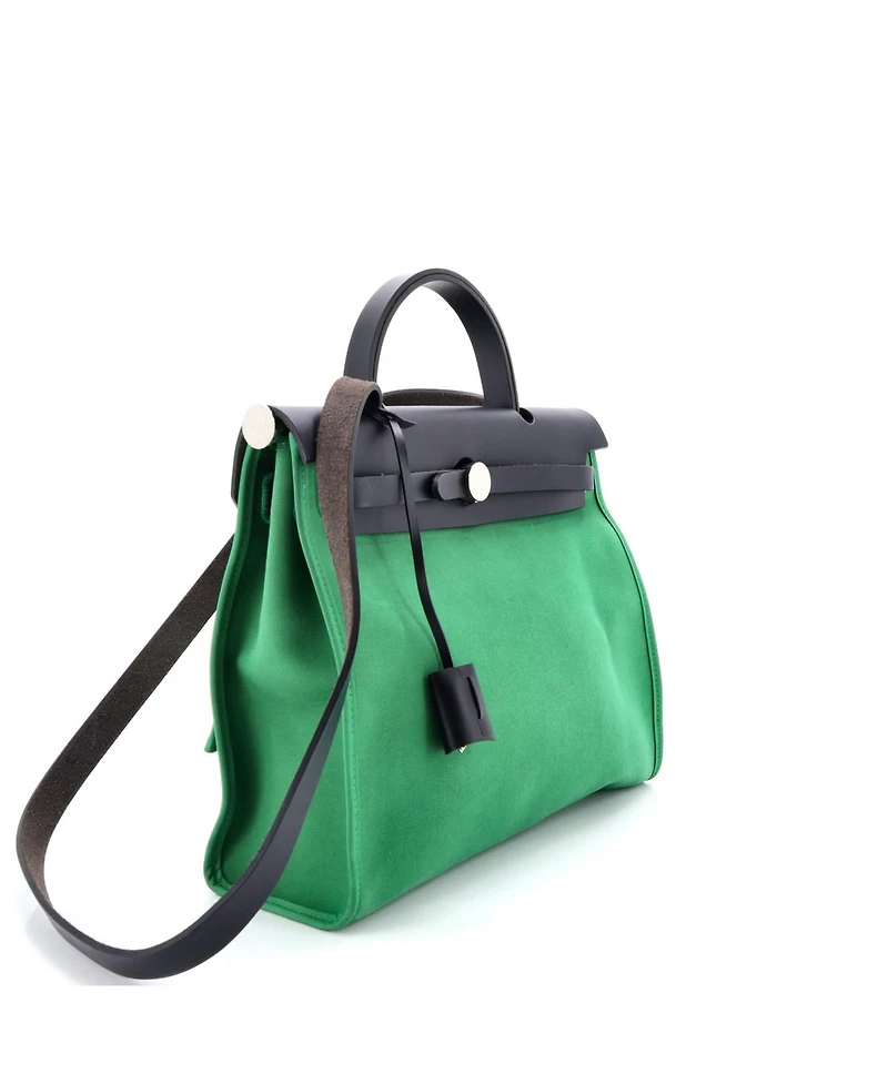 Pre-Owned Hermes Herbag Zip Leather and Toile