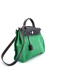 Pre-Owned Hermes Herbag Zip Leather and Toile