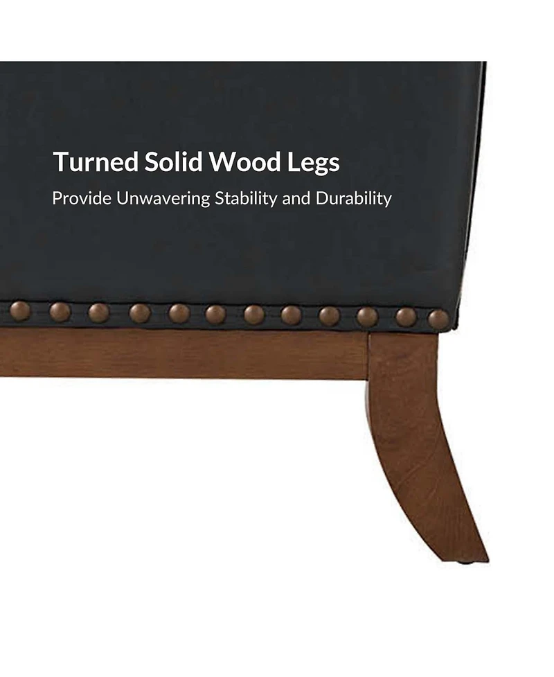 Hulala Home Regina Genuine Leather Arm Chair with Solid Wood Frame