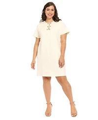 London Times Plus-Size Crewneck Shift Dress