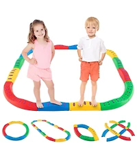 Sugift Colorful Kids Wavy Balance Beam with Textured Surface and Non-slip Foot Pads